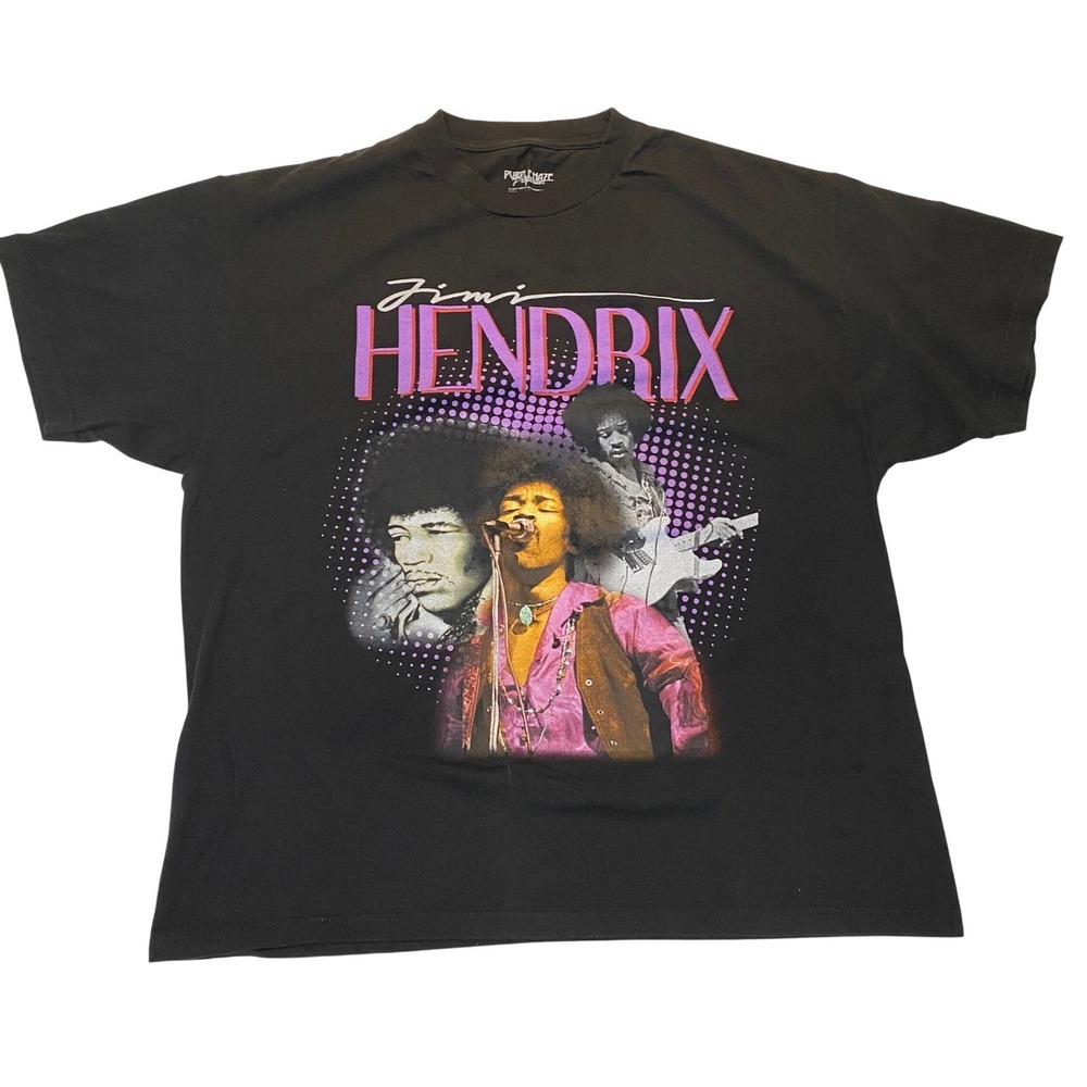 Jimi Hendrix Graphic Band T Shirt Men 3XL‎ Black Purple Haze Rock Music Tee